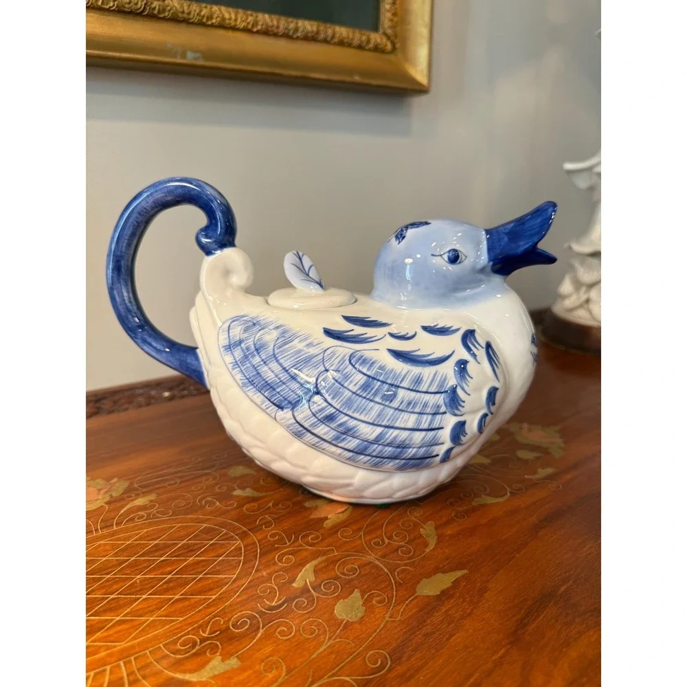 Vintage Blue & White Duck Teapot‎ | Bombay Company Chinoiserie
